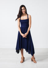 Load image into Gallery viewer, Ruched Party Dress in Navy
