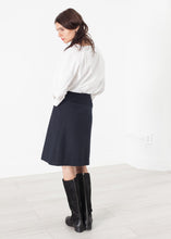 Load image into Gallery viewer, Pleated Wool Skirt in Navy